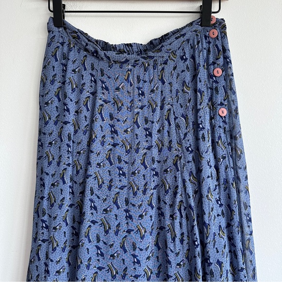 April Cornell Vintage Maxi Skirt Purple Shoe Boot Print Women’s Medium - Picture 3 of 9